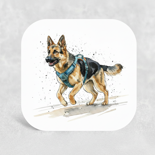Canicross GSD Athletic Portrait Coaster