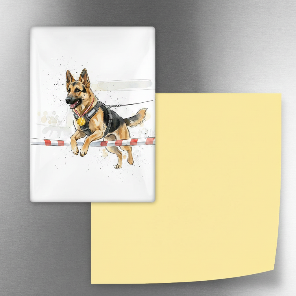 Canicross GSD Finish Line Medal Fridge Magnet