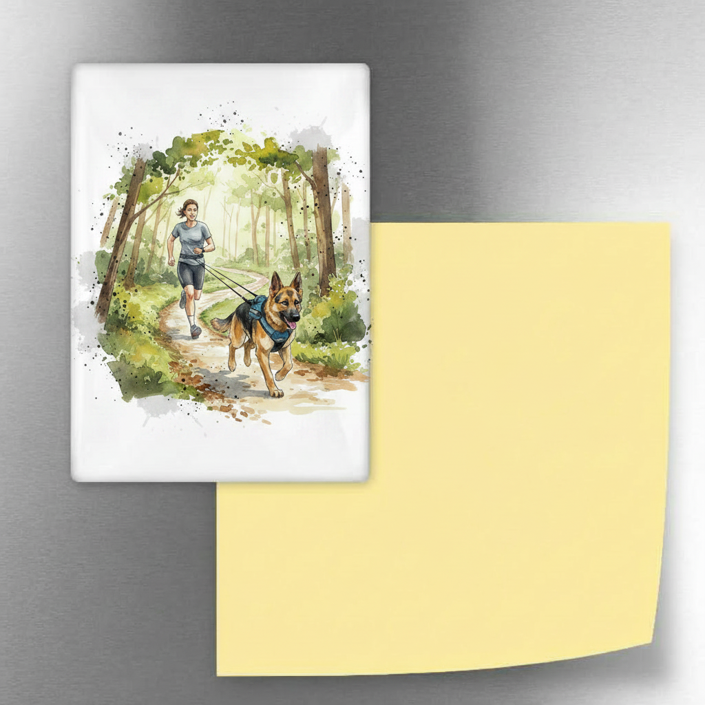 Canicross GSD Runner in Woodland Fridge Magnet