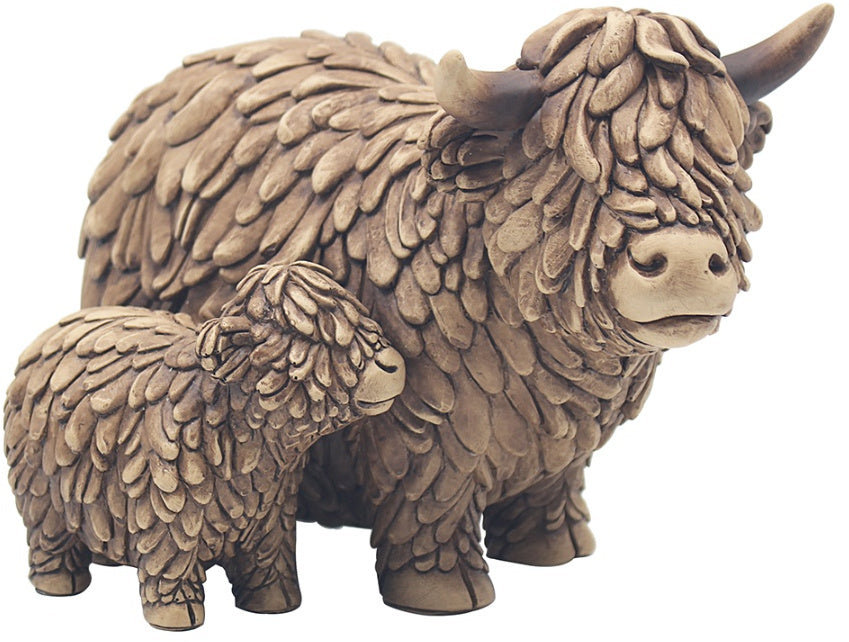 Standing Hughie Highland Cow & Calf Small cute gift UK