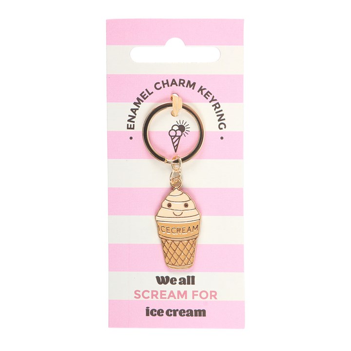 Ice Cream Cone Enamel Keyring