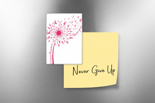 Dandelion Pink Ribbon Glass Fridge Magnet – Meaningful Gift