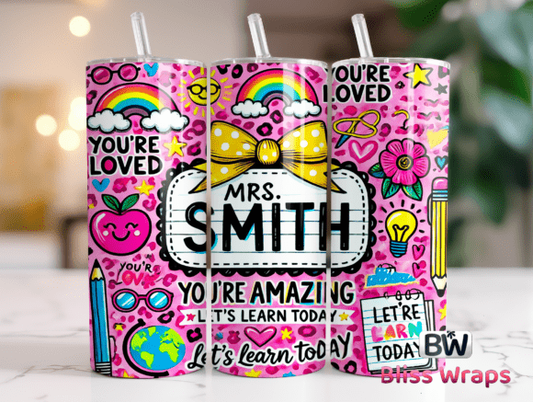 Personalised Teacher Tumbler – You're Loved 20oz Skinny Tumbler