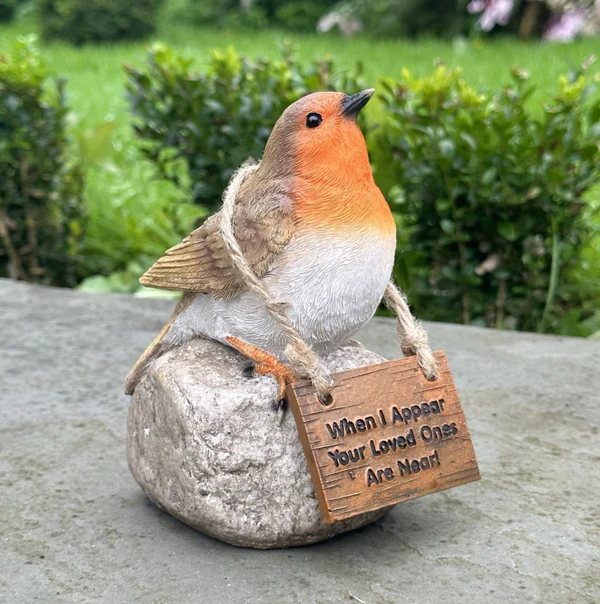 Robin on Stone Ornament – When I Appear Your Loved Ones Are Near