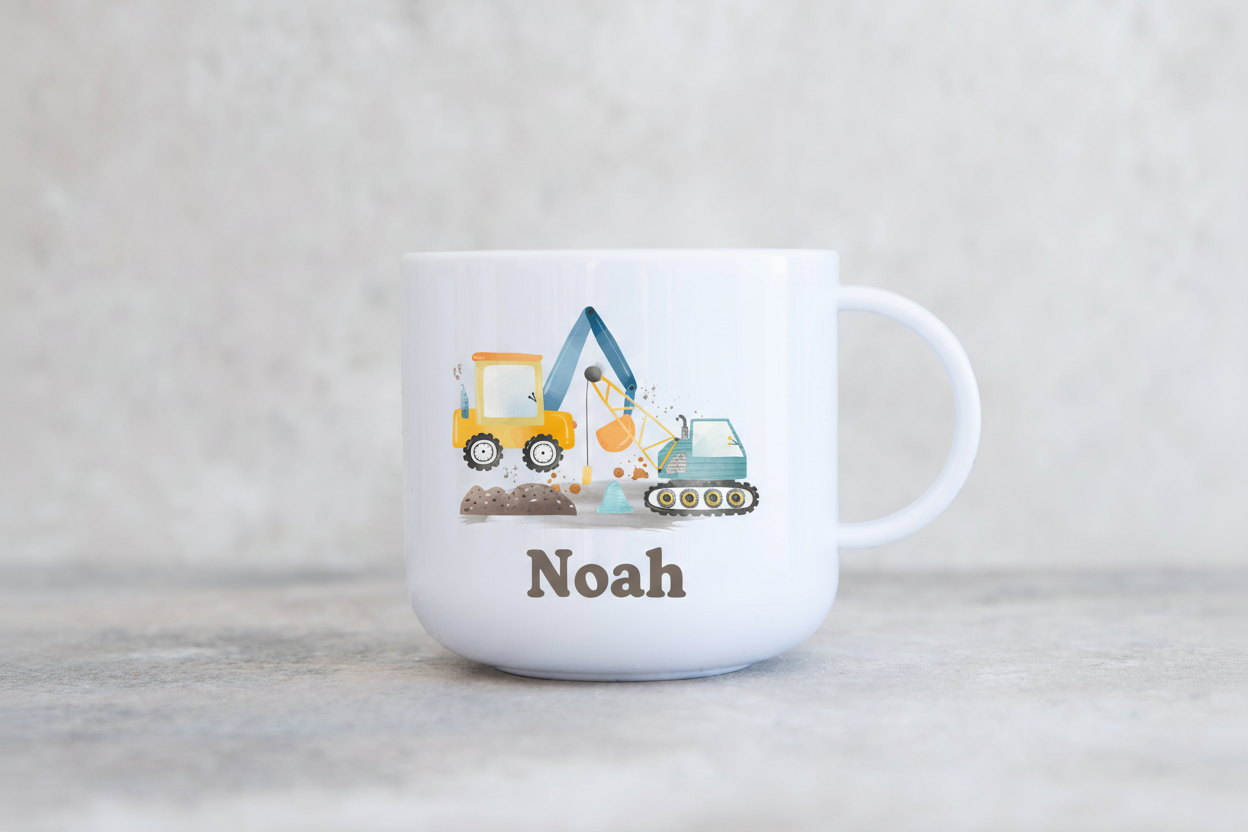 Personalised Digger Construction Polymer Mug