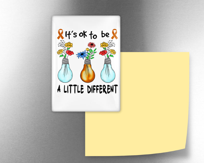 It's Ok to Be a Little Different ADHD Glass Fridge Magnet – Uplifting Neurodiversity Gift