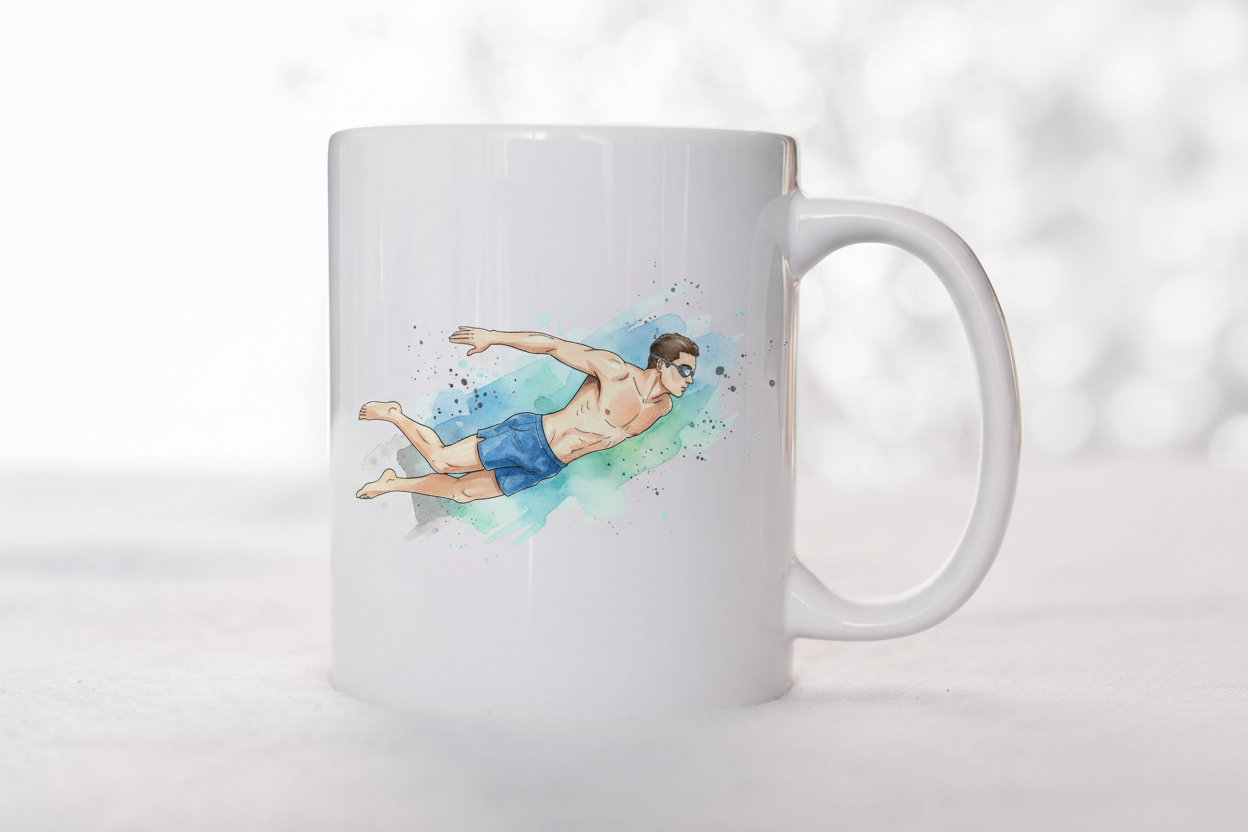 Male Swimmer in Lane Mug