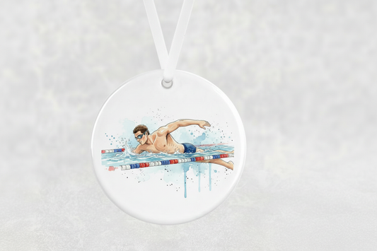 Male Swimmer Hanging Ornament