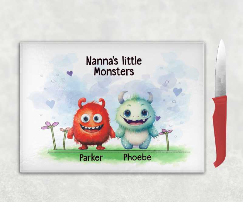 Nanna's Little Monsters Personalised Chopping Board