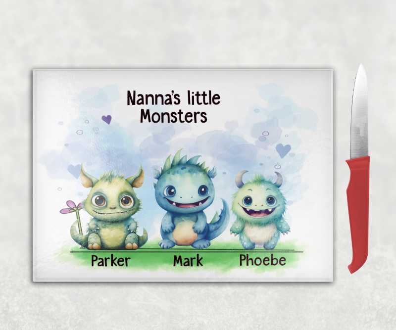 Nanna's Little Monsters Personalised Chopping Board