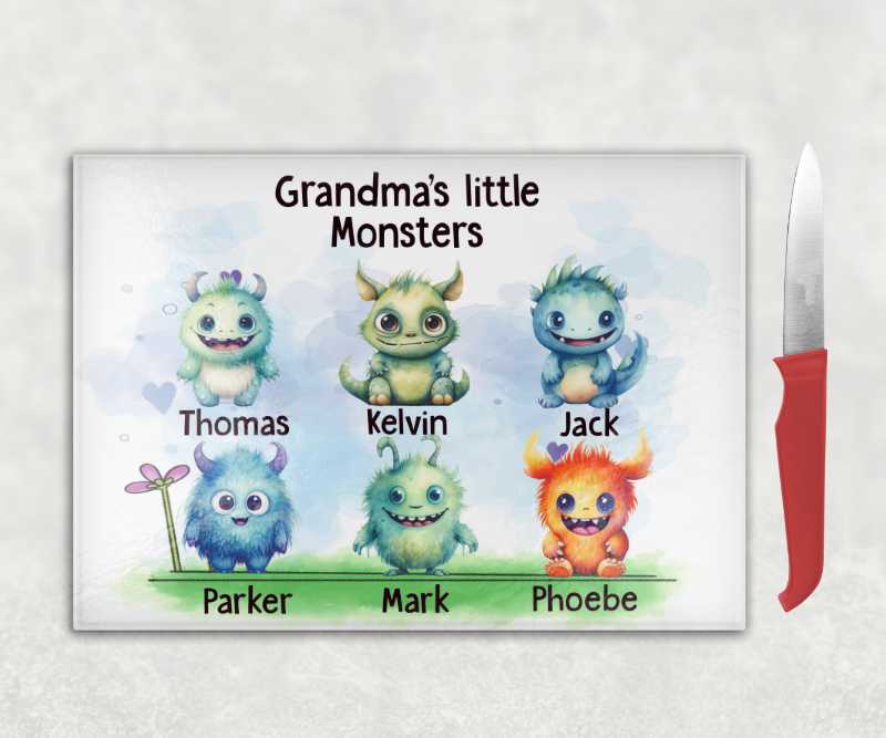 Grandma's Little Monsters Personalised Chopping Board