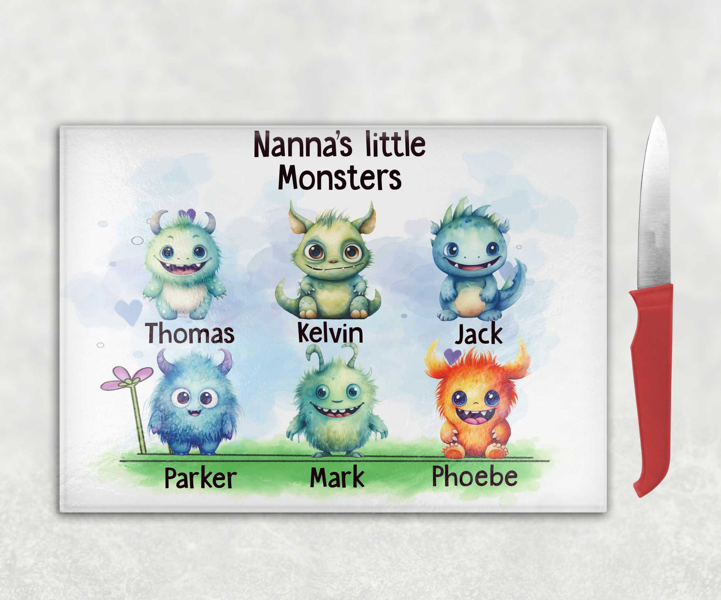 Nanna's Little Monsters Personalised Chopping Board
