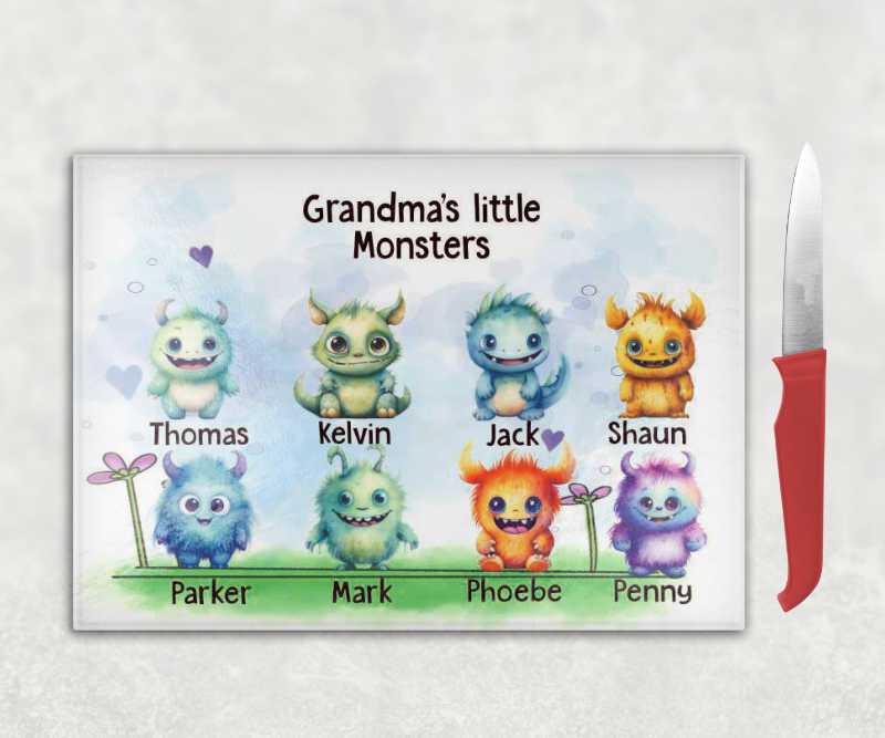 Grandma's Little Monsters Personalised Chopping Board