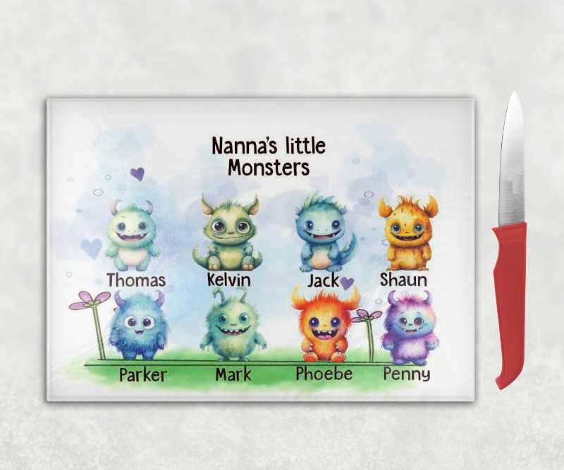 Nanna's Little Monsters Personalised Chopping Board