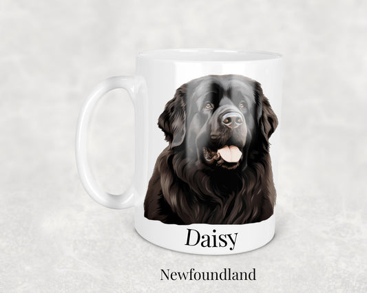 Newfoundland Mug - 11oz ceramic dog breed mug featuring a detailed Newfoundland illustration. Perfect gift for Newfoundland owner