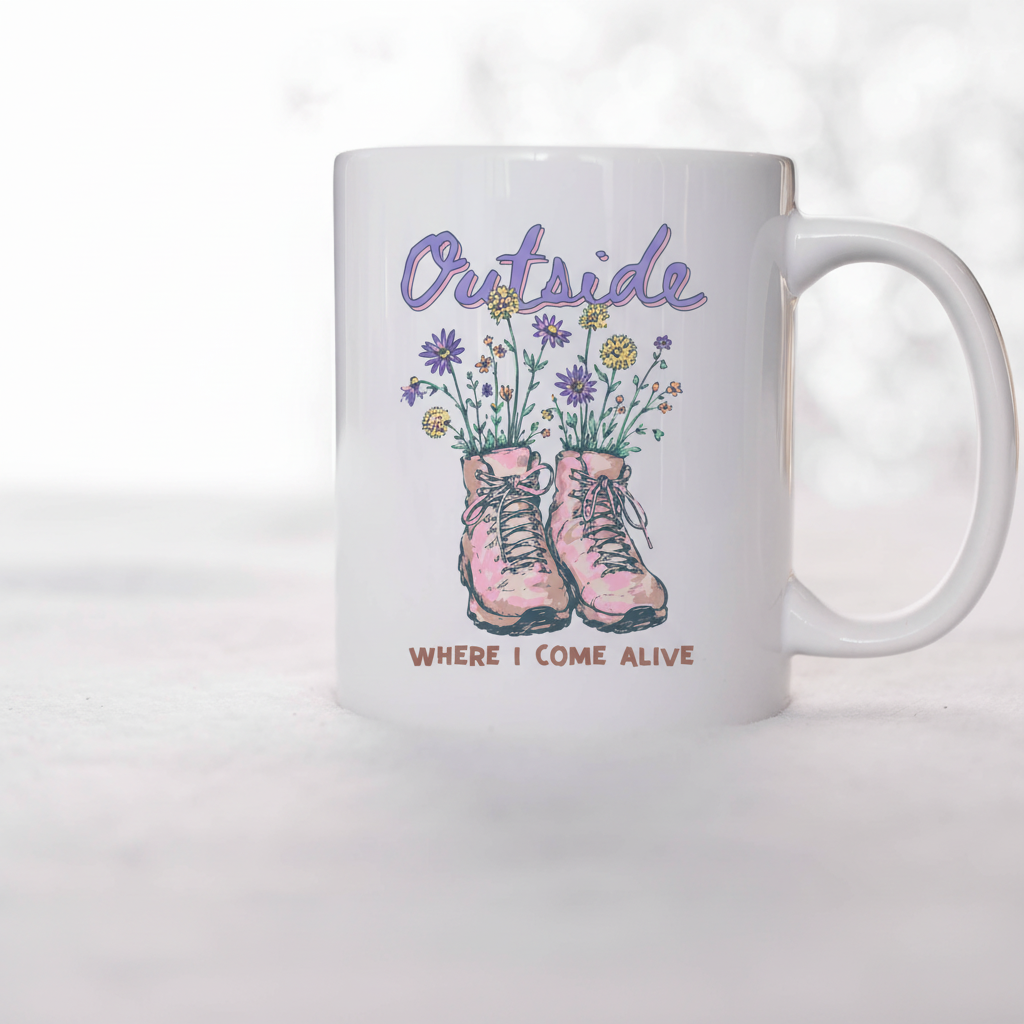Outside Where I Come Alive Hiking Mug