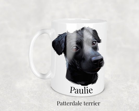 Patterdale Terrier Mug featuring a detailed illustration of a tenacious and lively Patterdale Terrier dog