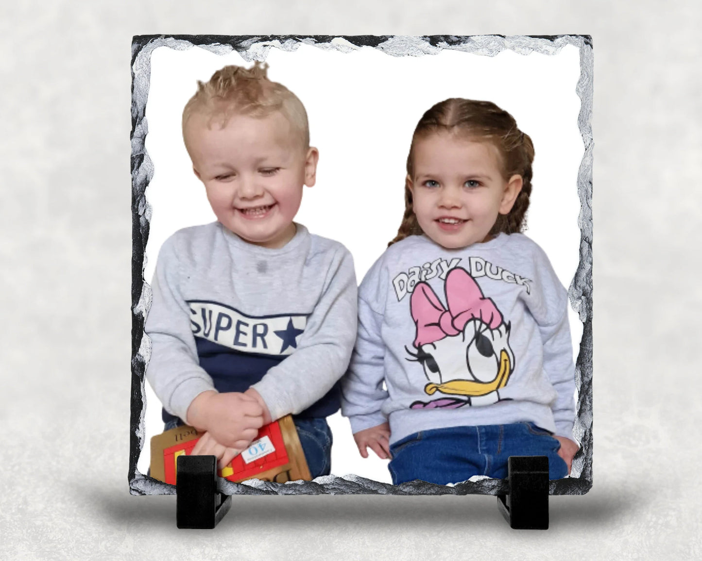 Personalised 19cm photo slate custom gift UK weddings birthdays births