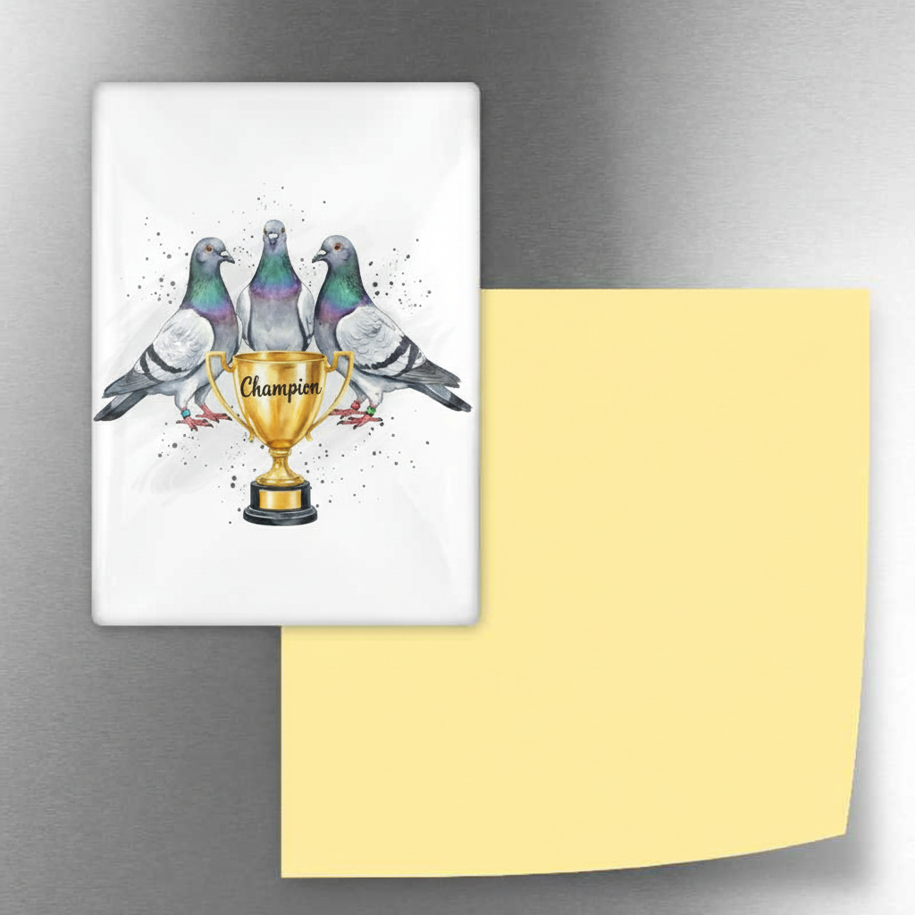 Pigeon Fancier Champion Trophy Fridge Magnet