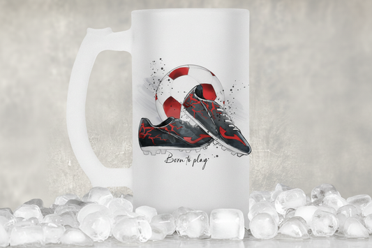Football Frosted Beer Tankard - Red
