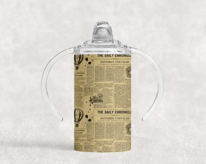 Adult Sippy Cup — Vintage Newspaper