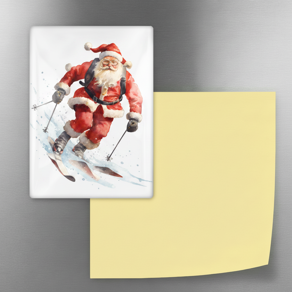 Skiing Santa Fridge Magnet
