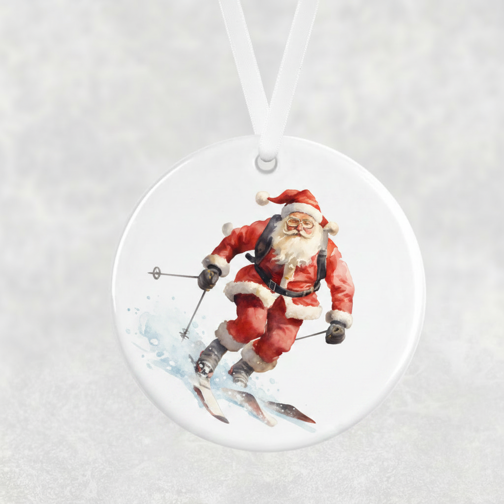 Skiing Santa Hanging Ornament
