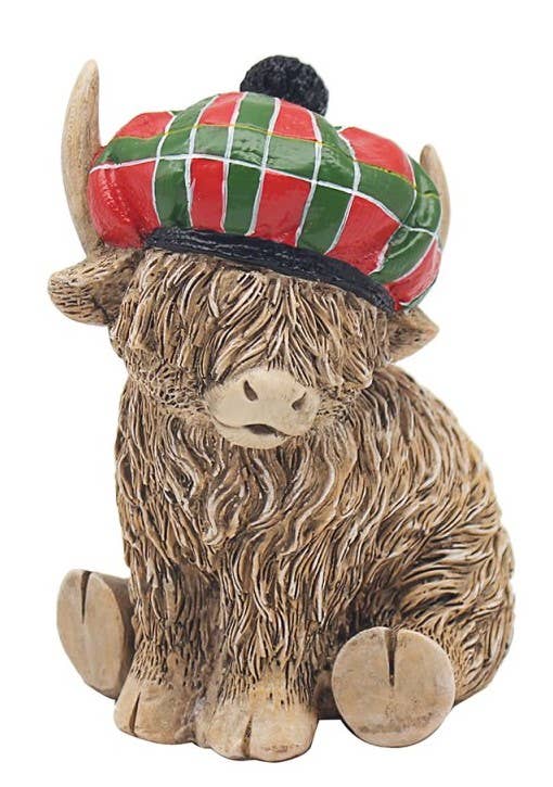 Highland Cow with Tartan Hat Ornament
