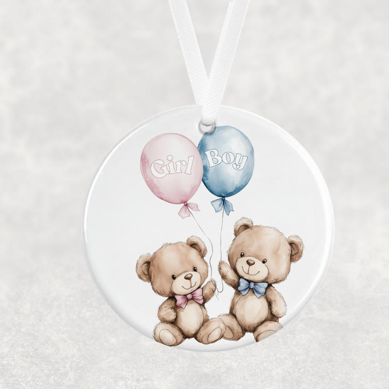 Gender Reveal – Girl or Boy Teddy Bears Hanging Ornament