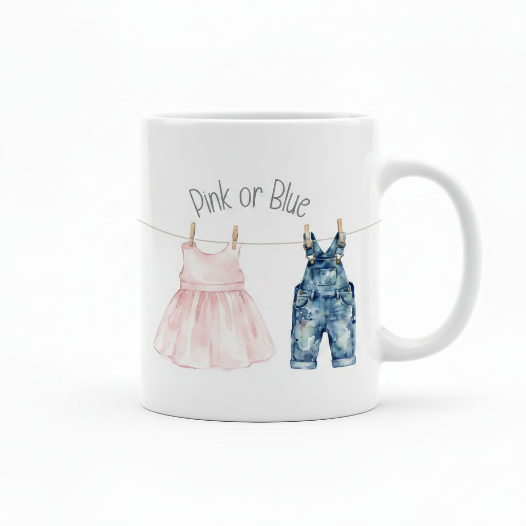 Gender Reveal – Pink or Blue Washing Line Mug