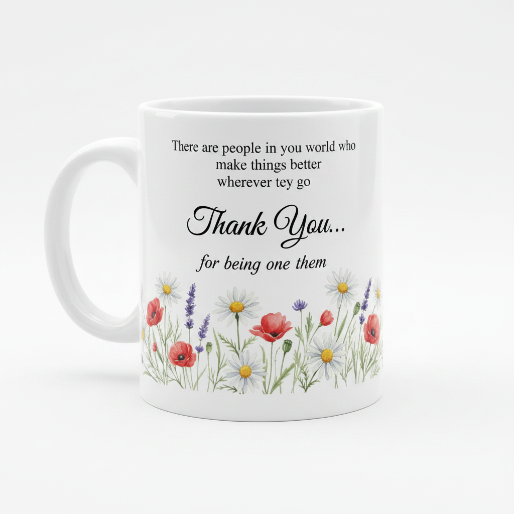Personalised Thank You Mug – Wildflower Gift for Someone Special