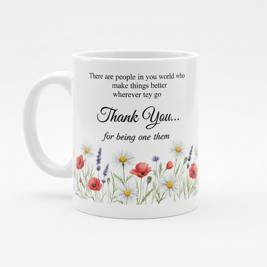 Personalised Thank You Mug – Wildflower Gift for Someone Special