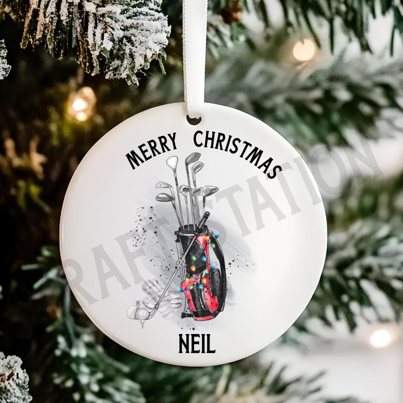 Personalised Golf Christmas Tree Hanging Ornament Gift