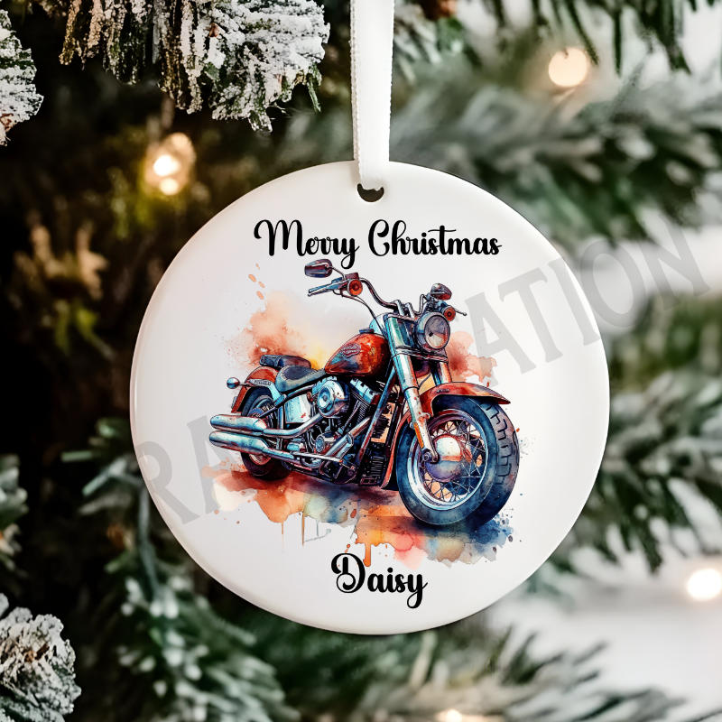 Personalised Motorbike Christmas Tree Hanging Ornament Gift