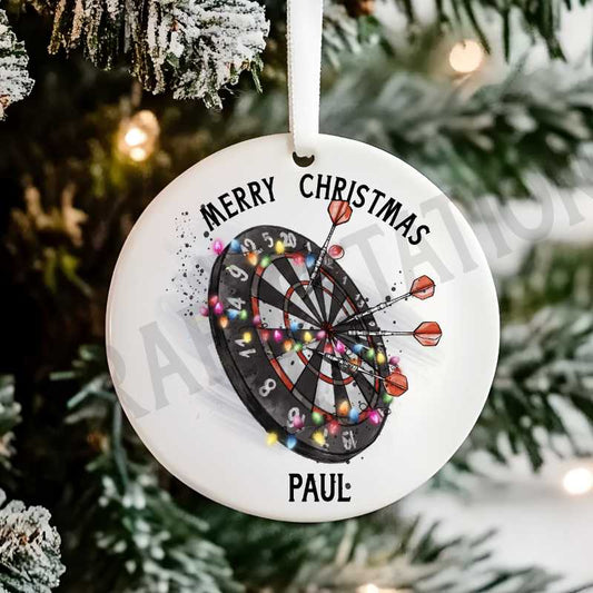 Personalised Darts Christmas Tree Hanging Ornament Gift