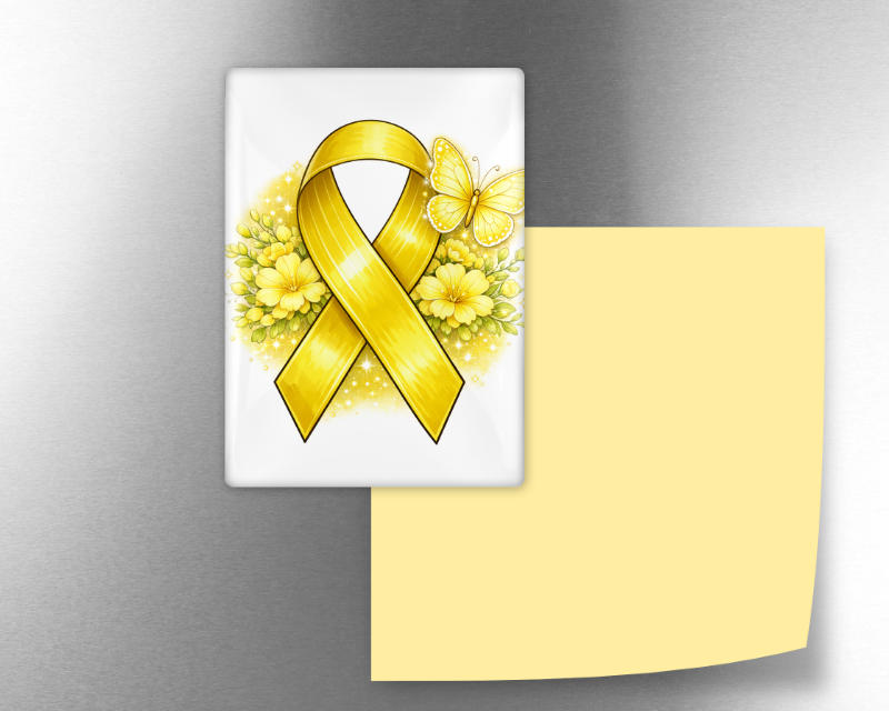 Yellow Ribbon Butterfly Glass Fridge Magnet – Meaningful Gift